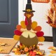 Glitzhome 36"H Thanksgiving Lighted Wooden Turkey Lamp Post Porch Decor w/Timer