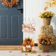 Glitzhome 28"H Thanksgiving Wooden Fence Turkey Porch Decor