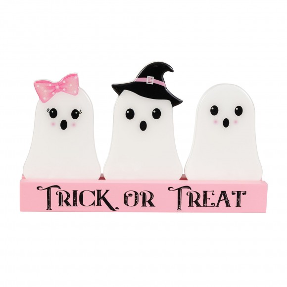 Glitzhome 10"L Halloween Wooden Epoxy Ghosts Table Decor
