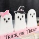 Glitzhome 10"L Halloween Wooden Epoxy Ghosts Table Decor