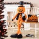 Glitzhome 59"H Halloween Oversized Fabric Jack-O-Lantern with Dangle Legs w/Timer