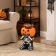 Glitzhome 14.5"H Halloween MGO Skeleton Pumpkin Stool