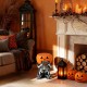 Glitzhome 14.5"H Halloween MGO Skeleton Pumpkin Stool