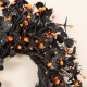 Glitzhome 22.00"DHalloween Eucalyptus Pumpkin Bat Wreath Includes a Complimentary Black Metal Wreath Hanger