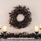 Glitzhome 22.00"DHalloween Eucalyptus Pumpkin Bat Wreath Includes a Complimentary Black Metal Wreath Hanger