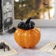 Glitzhome 4.75"H Halloween Striped Glass Pumpkin with Bow