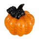Glitzhome 4.75"H Halloween Striped Glass Pumpkin with Bow