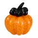 Glitzhome 4.75"H Halloween Striped Glass Pumpkin with Bow