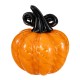 Glitzhome 4.75"H Halloween Striped Glass Pumpkin with Bow
