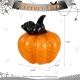 Glitzhome 4.75"H Halloween Striped Glass Pumpkin with Bow