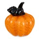 Glitzhome 4.75"H Halloween Striped Glass Pumpkin with Bow