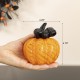 Glitzhome 4.75"H Halloween Striped Glass Pumpkin with Bow