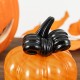 Glitzhome 4.75"H Halloween Striped Glass Pumpkin with Bow