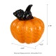 Glitzhome 4.75"H Halloween Striped Glass Pumpkin with Bow