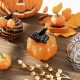 Glitzhome 4.75"H Halloween Striped Glass Pumpkin with Bow