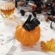 Glitzhome 4.75"H Halloween Striped Glass Pumpkin with Bow
