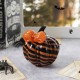 Glitzhome 4.75"H Halloween Striped Glass Pumpkin with Bow
