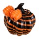 Glitzhome 4.75"H Halloween Striped Glass Pumpkin with Bow