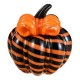 Glitzhome 4.75"H Halloween Striped Glass Pumpkin with Bow