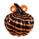 Glitzhome 4.75"H Halloween Striped Glass Pumpkin with Bow