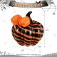 Glitzhome 4.75"H Halloween Striped Glass Pumpkin with Bow