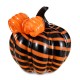 Glitzhome 4.75"H Halloween Striped Glass Pumpkin with Bow