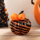 Glitzhome 4.75"H Halloween Striped Glass Pumpkin with Bow