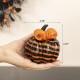 Glitzhome 4.75"H Halloween Striped Glass Pumpkin with Bow