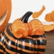 Glitzhome 4.75"H Halloween Striped Glass Pumpkin with Bow