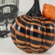 Glitzhome 4.75"H Halloween Striped Glass Pumpkin with Bow
