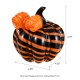 Glitzhome 4.75"H Halloween Striped Glass Pumpkin with Bow