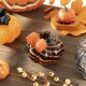 Glitzhome 4.75"H Halloween Striped Glass Pumpkin with Bow