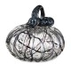 Glitzhome 7.50"L Halloween Abstract Black and White Glass Pumpkin