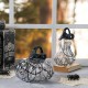 Glitzhome 7.50"L Halloween Abstract Black and White Glass Pumpkin