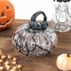 Glitzhome 7.50"L Halloween Abstract Black and White Glass Pumpkin