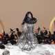 Glitzhome 9"H Halloween Abstract Black and White Glass Gourd