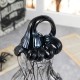 Glitzhome 9"H Halloween Abstract Black and White Glass Gourd