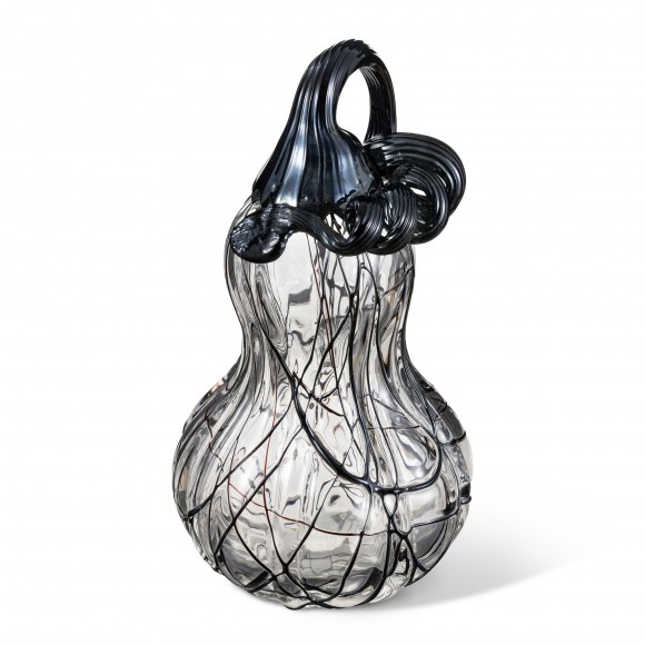 Glitzhome 9"H Halloween Abstract Black and White Glass Gourd