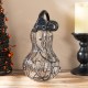 Glitzhome 9"H Halloween Abstract Black and White Glass Gourd