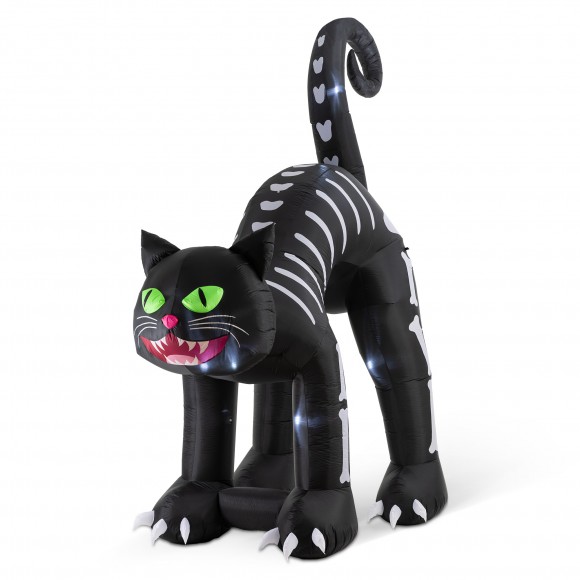 Glitzhome 11FT Lighted Inflatable Giant Skeleton Cat Decor
