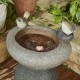 Glitzhome 20.75''H Zen-Style Faux Stone Texture Birdbath Polyresin Outdoor Fountain with Birds, Pump and LED Light, Remote Controller