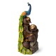 Glitzhome 40"H Oversized 4-Tiered Peacock and Jars Polyresin Outdoor Floor Fountain with Pump and LED Light, with Remote Controller