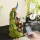 Glitzhome 40"H Oversized 4-Tiered Peacock and Jars Polyresin Outdoor Floor Fountain with Pump and LED Light, with Remote Controller