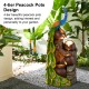 Glitzhome 40"H Oversized 4-Tiered Peacock and Jars Polyresin Outdoor Floor Fountain with Pump and LED Light, with Remote Controller
