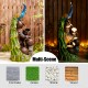 Glitzhome 40"H Oversized 4-Tiered Peacock and Jars Polyresin Outdoor Floor Fountain with Pump and LED Light, with Remote Controller