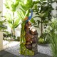 Glitzhome 40"H Oversized 4-Tiered Peacock and Jars Polyresin Outdoor Floor Fountain with Pump and LED Light, with Remote Controller