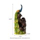 Glitzhome 40"H Oversized 4-Tiered Peacock and Jars Polyresin Outdoor Floor Fountain with Pump and LED Light, with Remote Controller