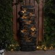 Glitzhome 39.25"H 9-Tiered Cascading Rock Polyresin Outdoor Fountain with Pump and LED Light
