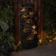 Glitzhome 39.25"H 9-Tiered Cascading Rock Polyresin Outdoor Fountain with Pump and LED Light