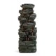Glitzhome 39.25"H 9-Tiered Cascading Rock Polyresin Outdoor Fountain with Pump and LED Light